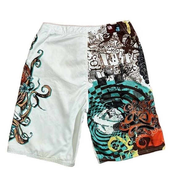 Lost The Psycho Ward Men's Graffiti Board Swim Surf Shorts Size 38 - Picture 5 of 13